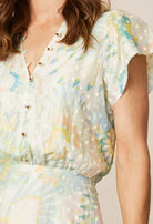 Fee G Emily Godet Floral Print Midi Dress bodice and button detail