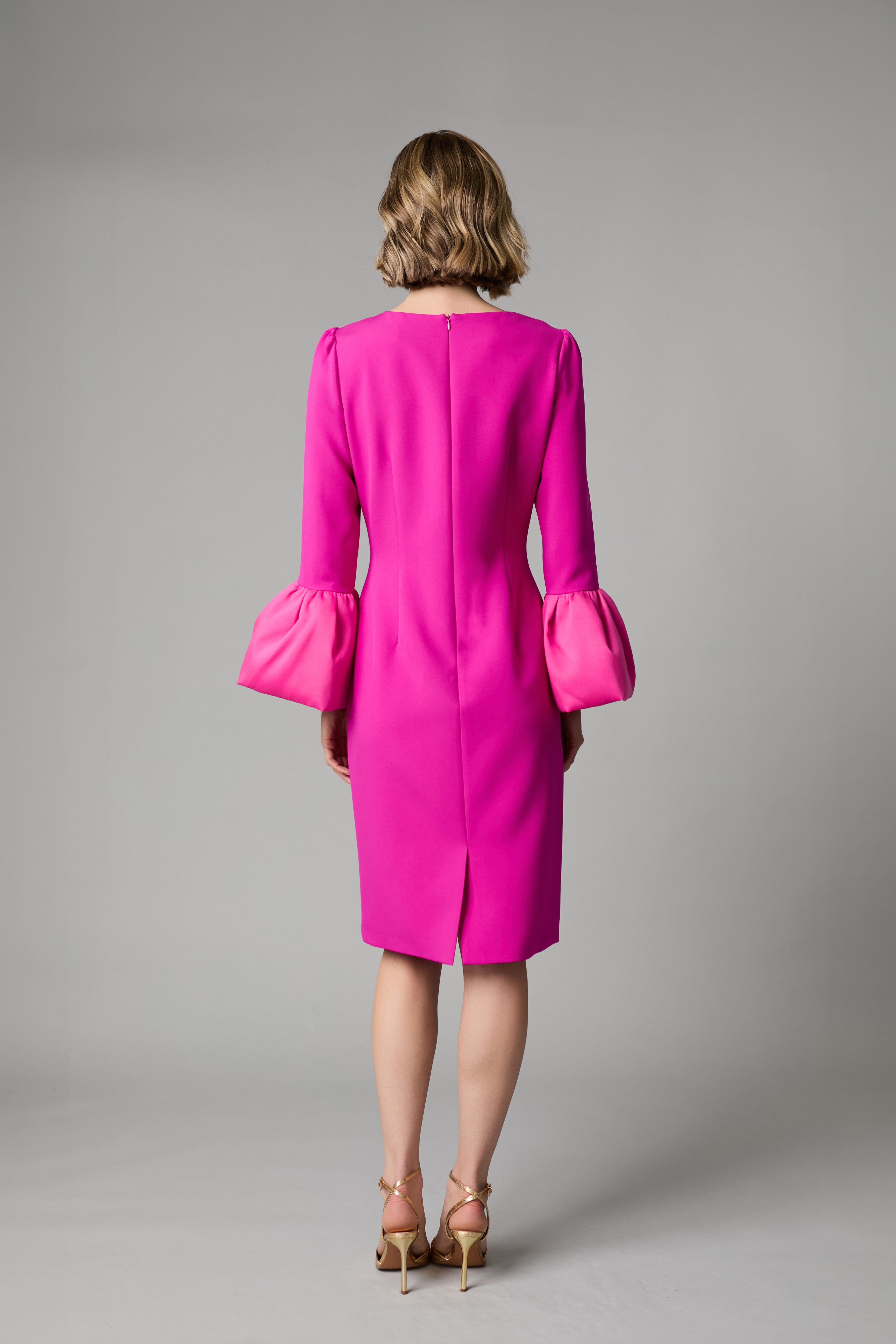 Fee G Julianna pink midi dress back view