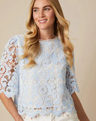 Fee G Jessie Blue Lace Occasion Top