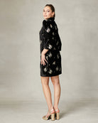 Back view of Fee G Astrid short black velvet occasion dress