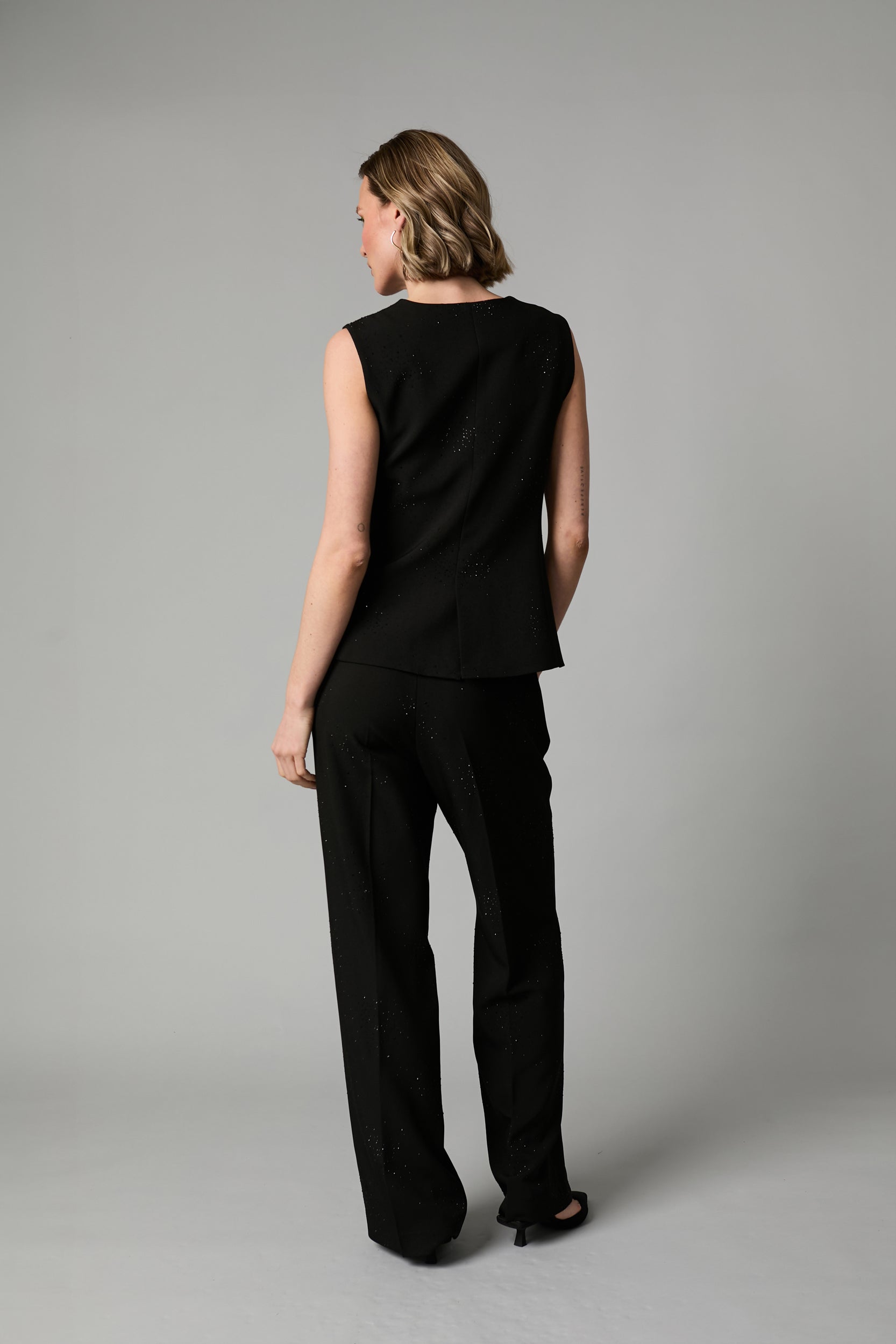Fee G black fitted waistcoat back view