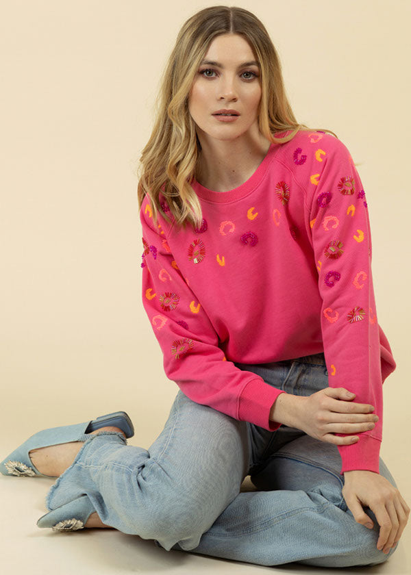 Fee G Day X Animal Beads Sweatshirt In Pink