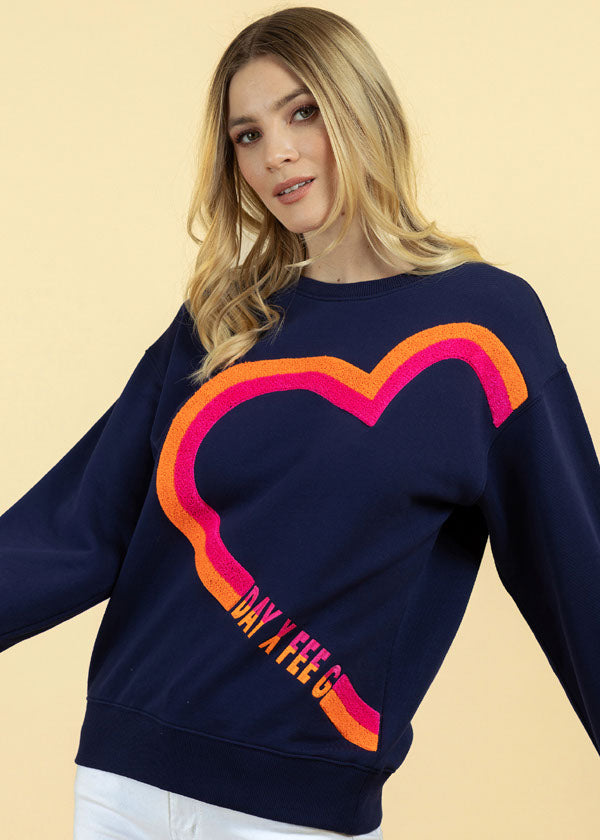 Fee G Day X Love By Day Navy Heart Sweatshirt