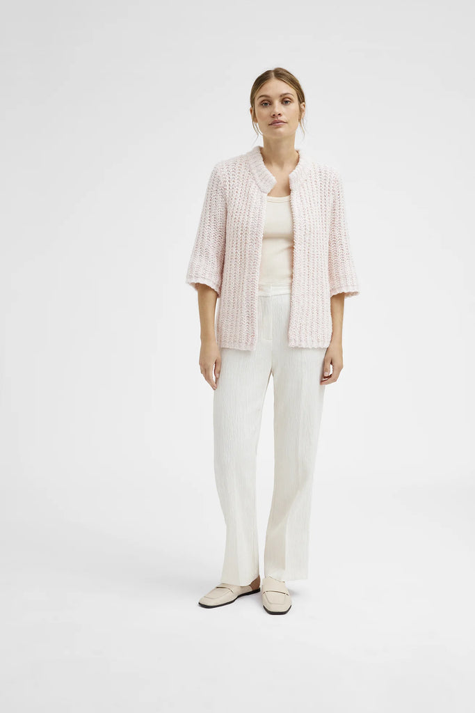 Gustav Parker Buttonless Short Sleeve Knitted Cardigan in Pale Pink