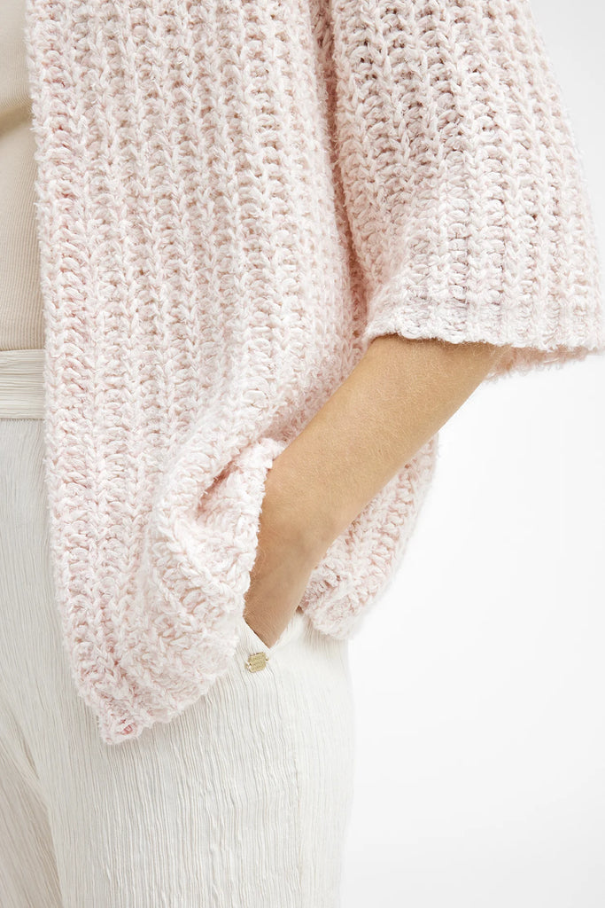 Gustav Parker Knitted Short Sleeve Cardigan in Pale Pink