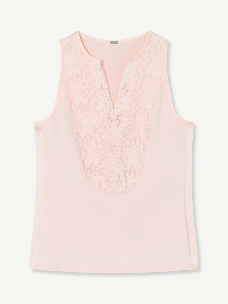 Gustav Delia Lace Embroidered Lace Sleeveless Vest Top In Baby Pink