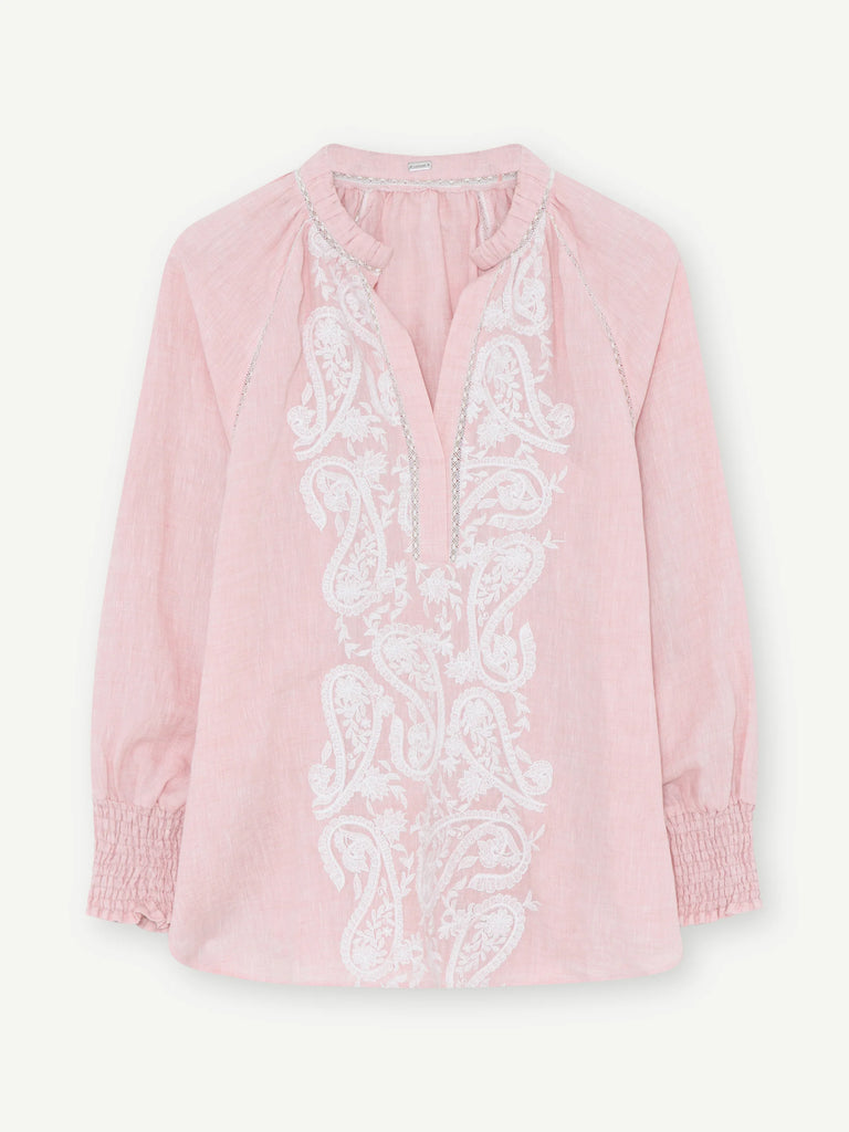 Gustav Annsofie Pink Embroidered Tunic Style Blouse