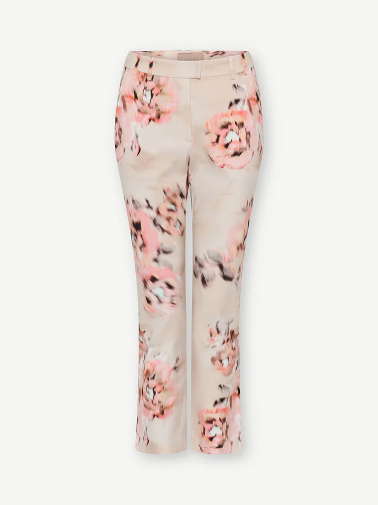 Gustav Avo Sand Trousers With Pink Floral Print