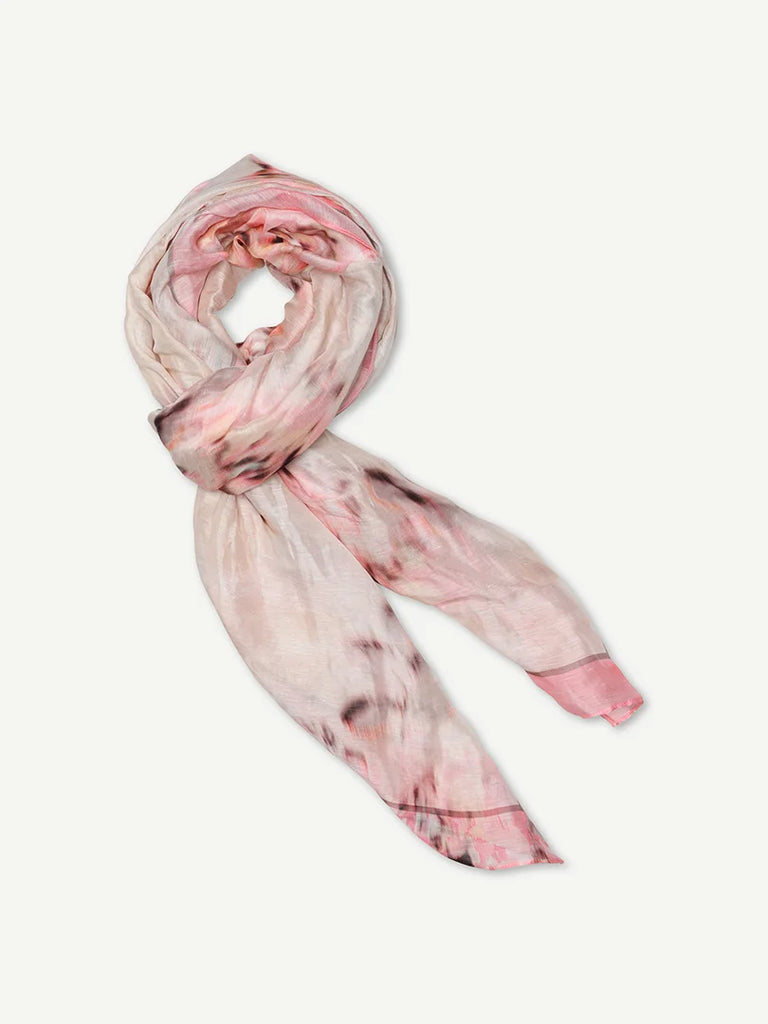 Gustav Joory Pink Printed Silk Blend Scarf