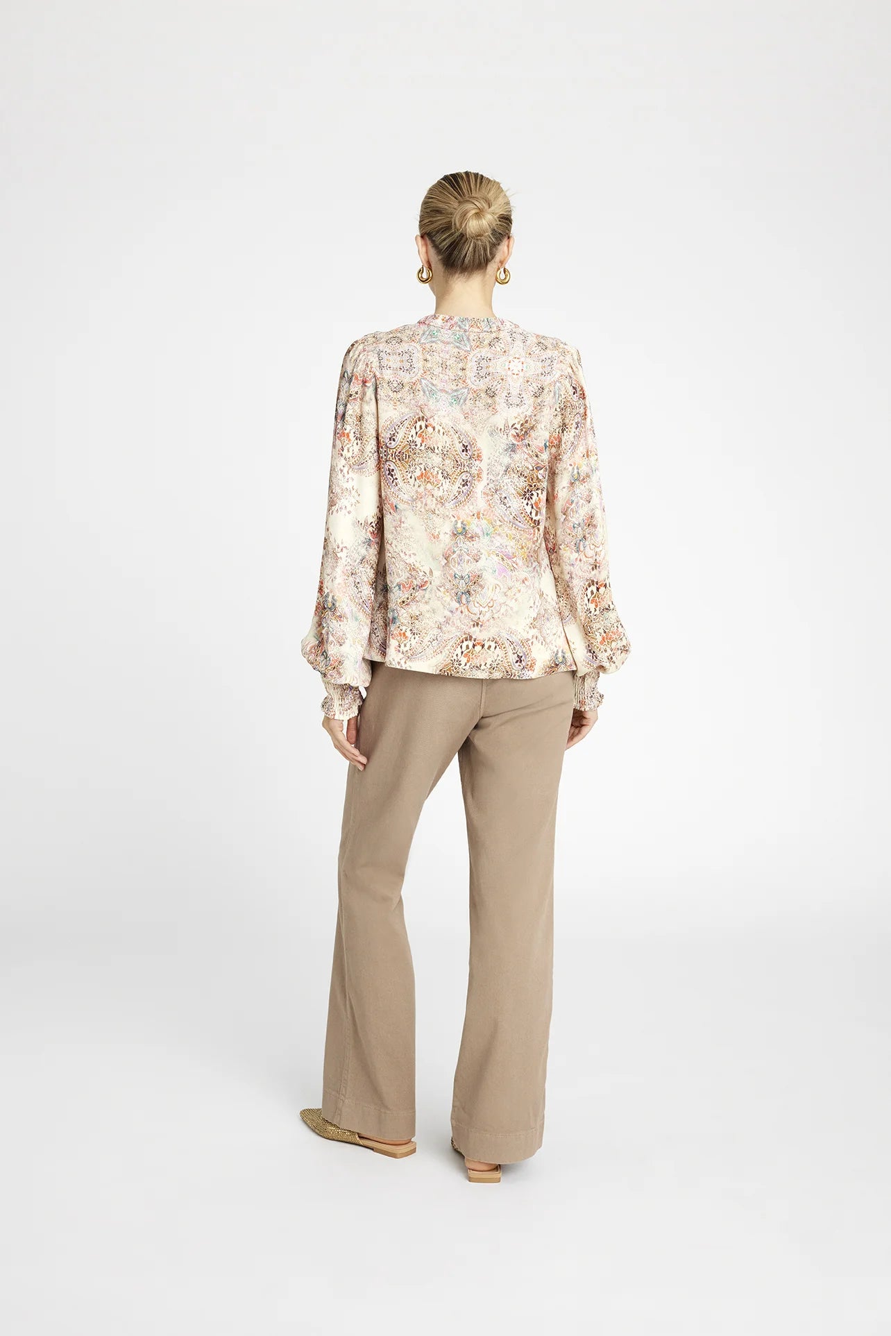 Gustav Neomi Cream Paisley Floral Print Blouse From The Back