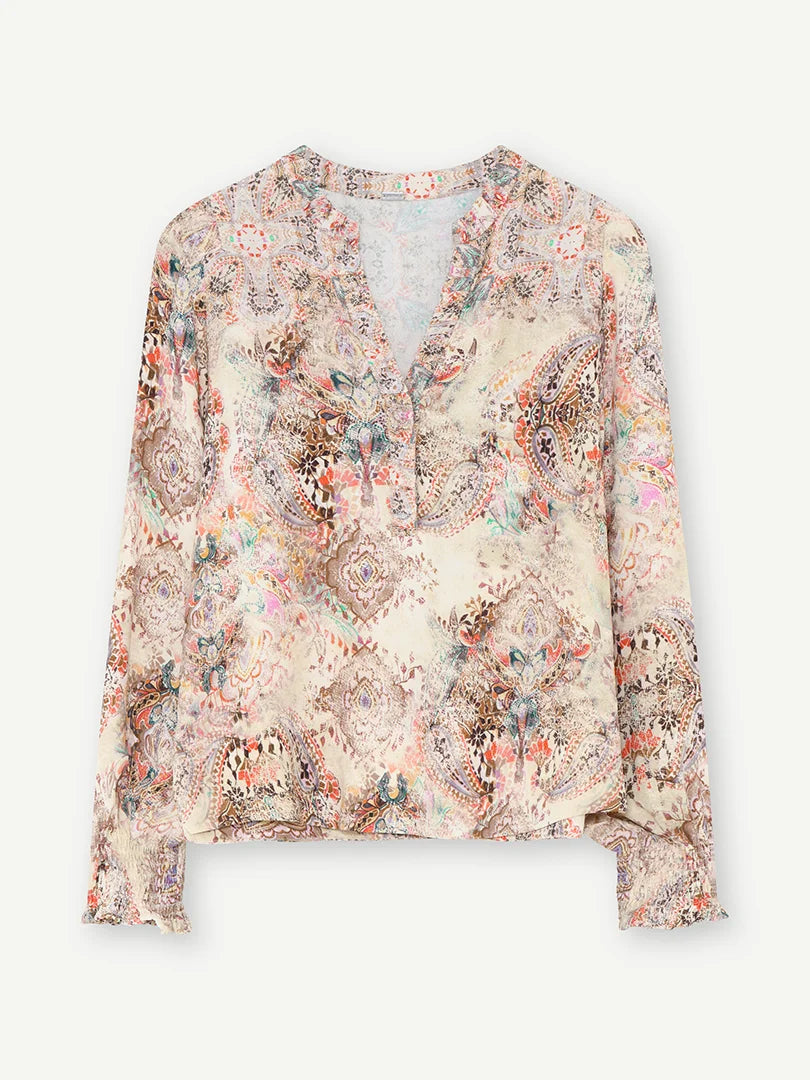 Gustav Neomi Cream Paisley Floral Print Long Sleeve Top