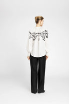 Gustav Annesofie Cream Flower Print Pleated Blouse From The Back 