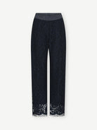 Gustav Bay Navy Wide Leg Lace Trousers