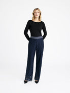 Gustav Bay Navy Wide Leg Lace Trousers