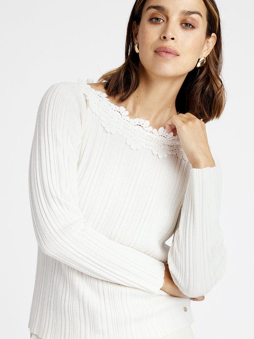 Gustav Isobel Lace Boat Neck Jumper In Cream