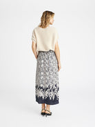 Gustav Mabell Black/Cream Lace Print Midi Skirt From The Back 