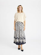 Gustav Mabell Lace Print Midi Skirt in Black/Cream 