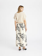 Gustav Mabell Cream/Black Floral Print Skirt From The Back