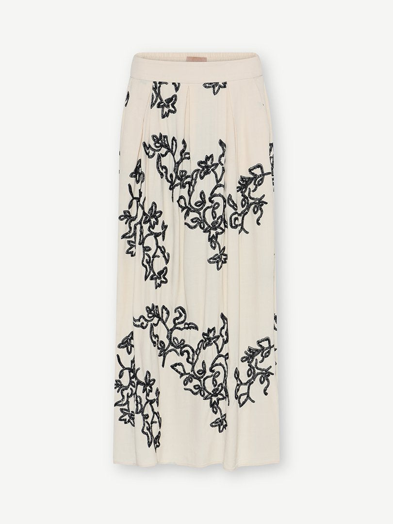 Gustav Mabell Cream/Black Floral Print Skirt Front 