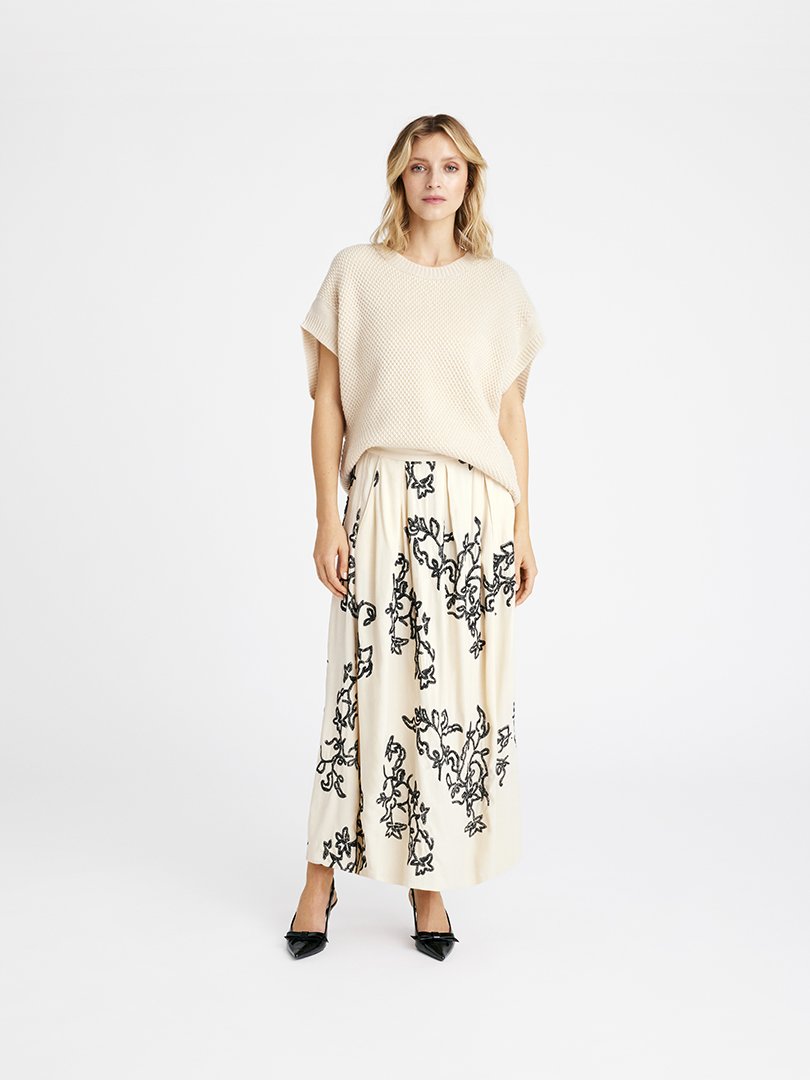 Gustav Mabell Cream/Black Floral Print Skirt