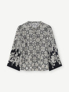 Gustav Neomi Off White/Black Print Flared Sleeve Blouse