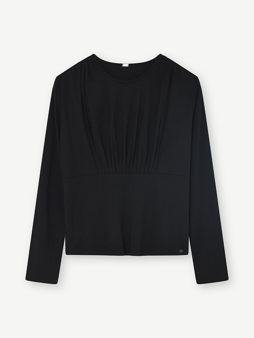 Gustav Jina High Neck Black Top With Long Sleeves