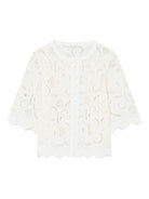 Flat lay of Gustav Grazia embroidered lace shirt in white cotton