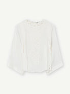 Gustav Judi Cream A-shape Embroidered Lace Front Long Sleeve Top