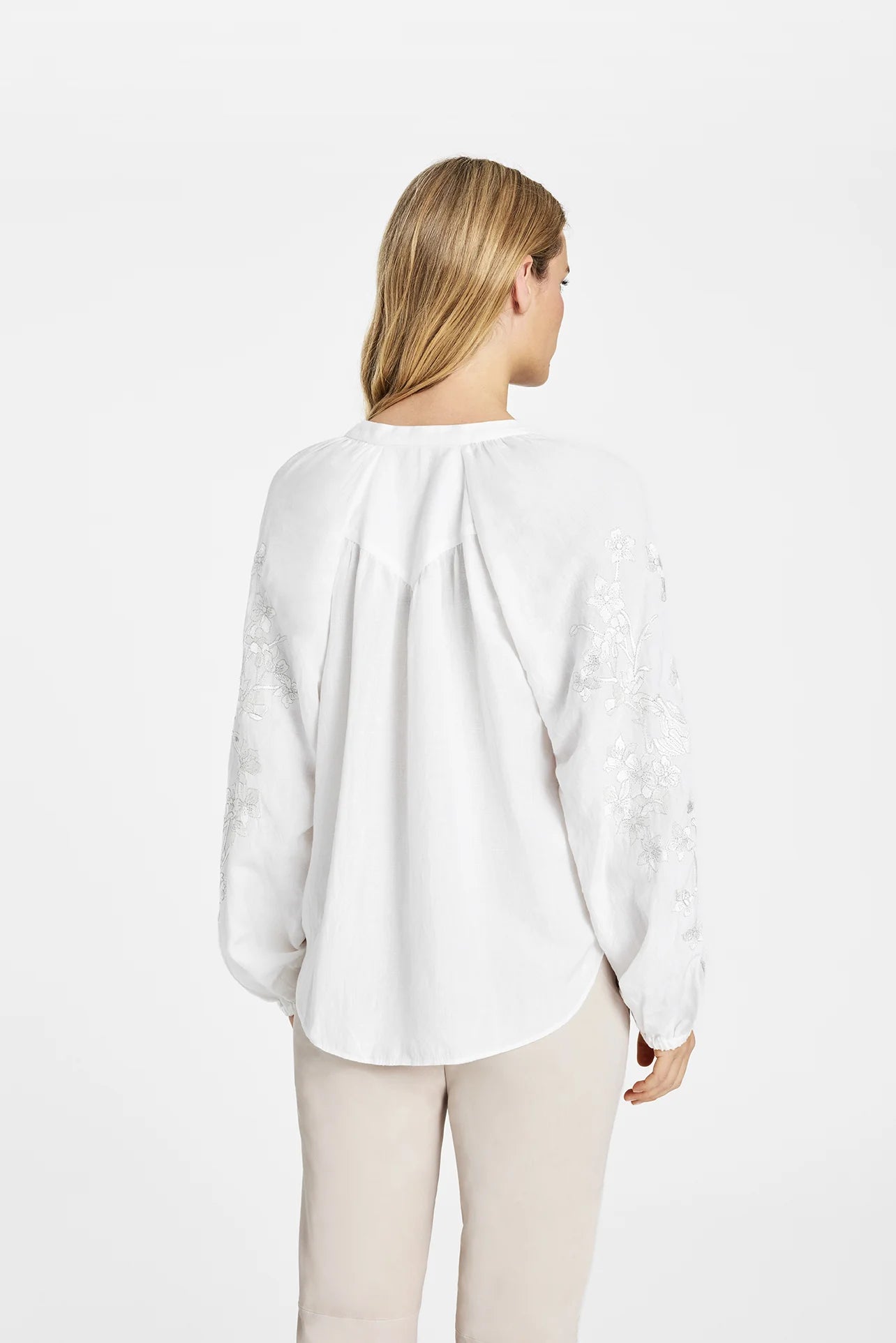 Gustav Annsofie blouse back view with embroidered sleeves