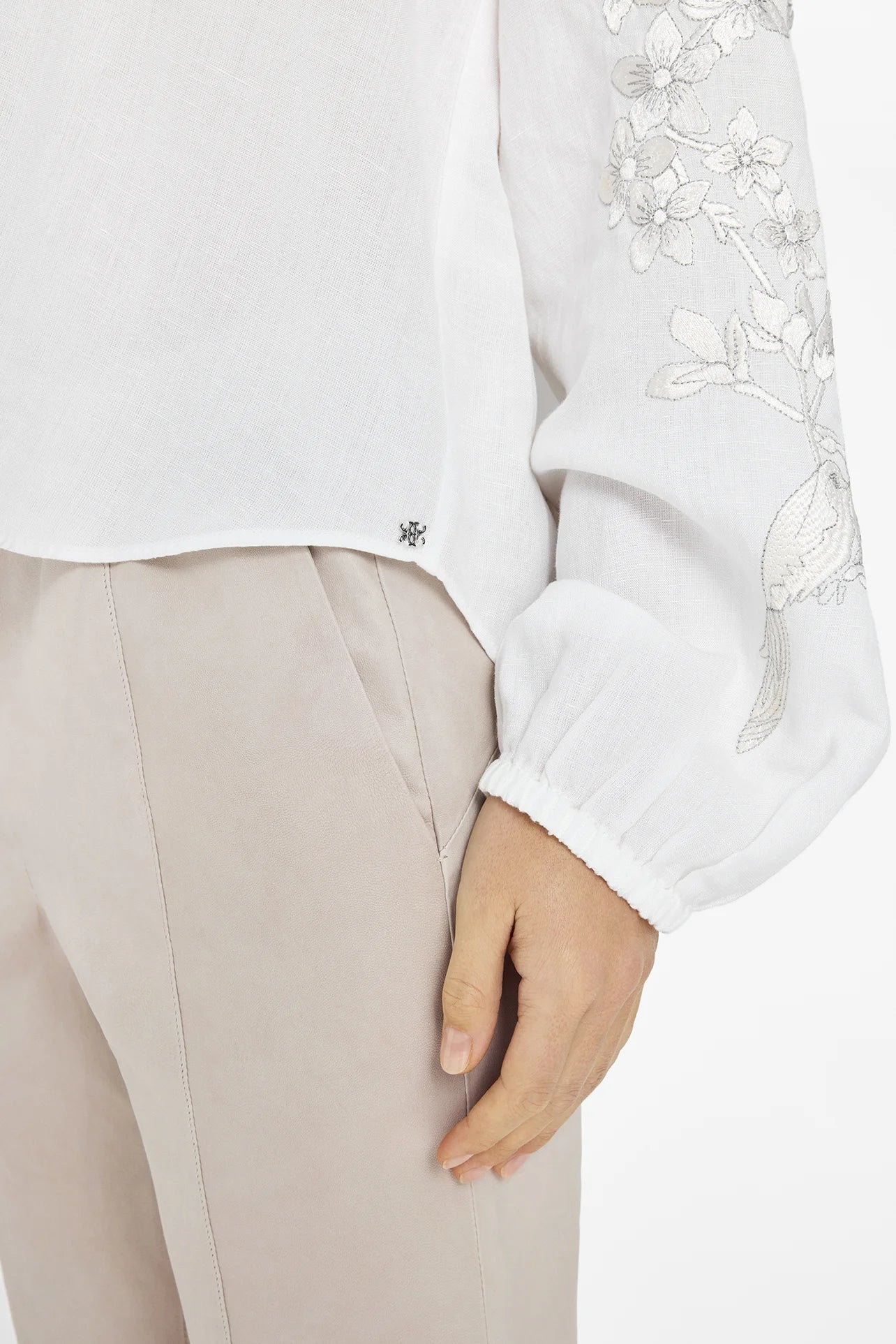 Gustav Annsofie blouse sleeve detail silver embroidery