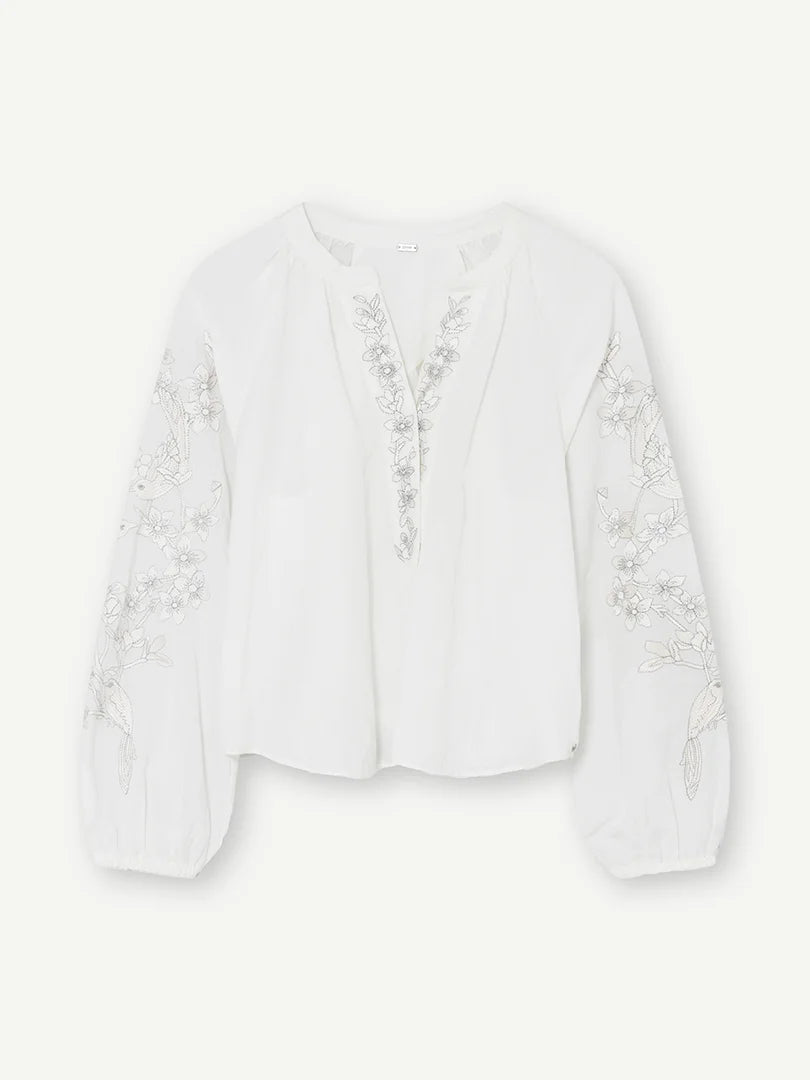 Gustav Annsofie embroidered blouse front flat lay