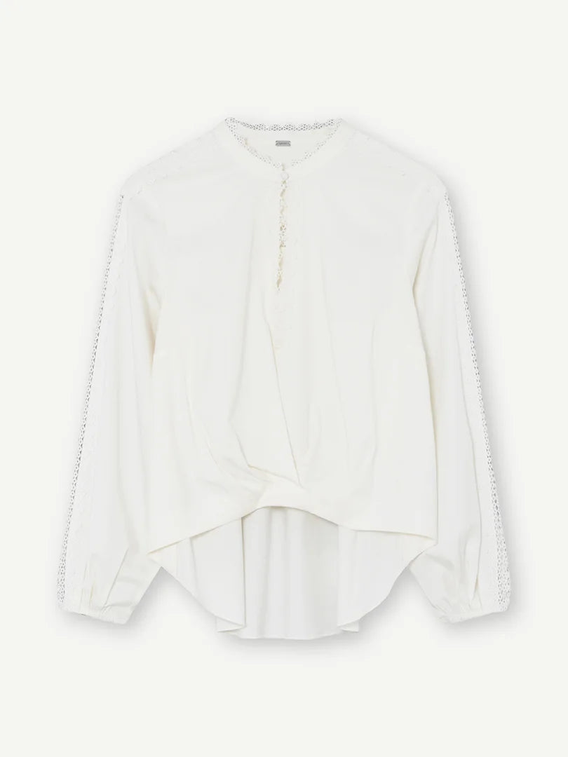 Gustav Lise lace sleeve detail off white blouse