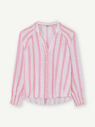 Gustav Kora pink striped blouse with embroidered trim
