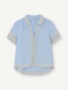 Gustav Lilje blue shirt with lace inset