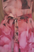     Gustav Minic floral print maxi dress self tie waist detail