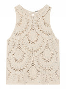     Gustav Lorien sleeveless lace top intricate pattern