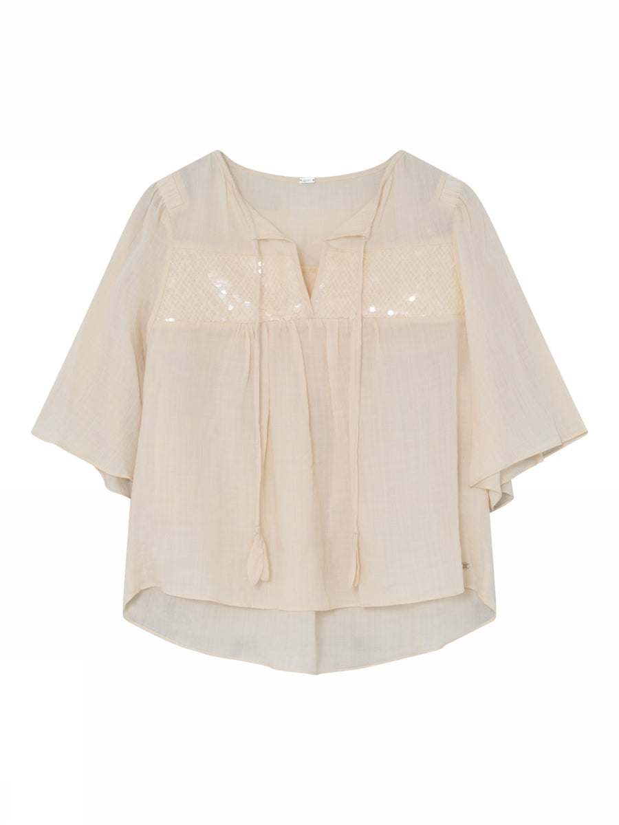    Gustav Neomi cream sequin yoke blouse front view