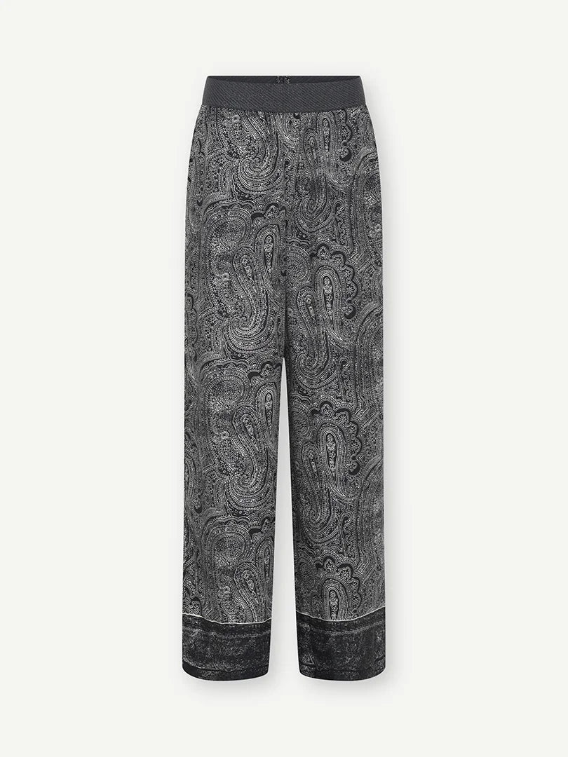 Gustav Babette black paisley wide leg trousers front view