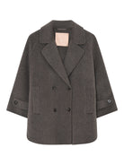 Gustav Verona brown double breasted cape jacket front view