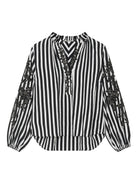 Gustav Annemie black and white striped embroidered blouse front view