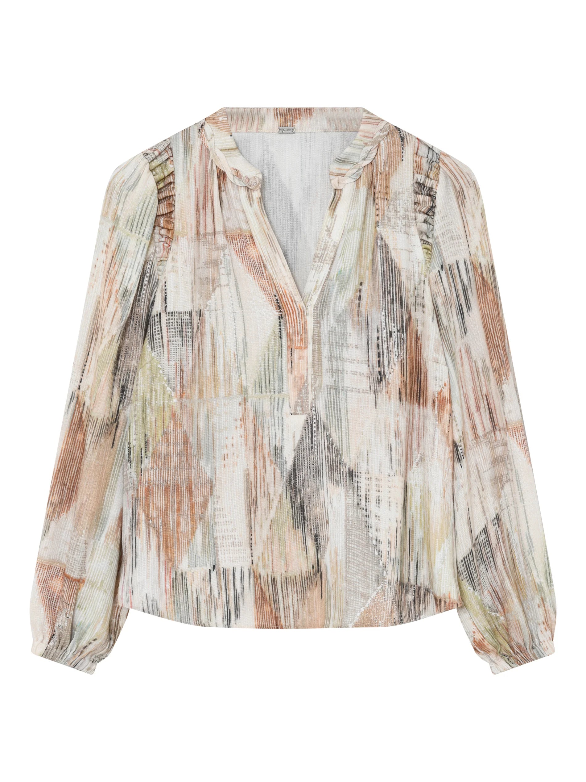 Gustav Judi beige abstract print A-line blouse front view