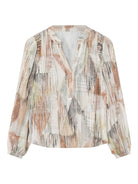 Gustav Judi beige abstract print A-line blouse front view