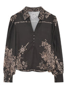 Gustav Madicen After Dark lace print V-neck blouse front view