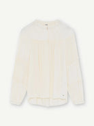 Gustav Annsofie off-white pleated blouse showing back yoke, long sleeves and relaxed silhouette.