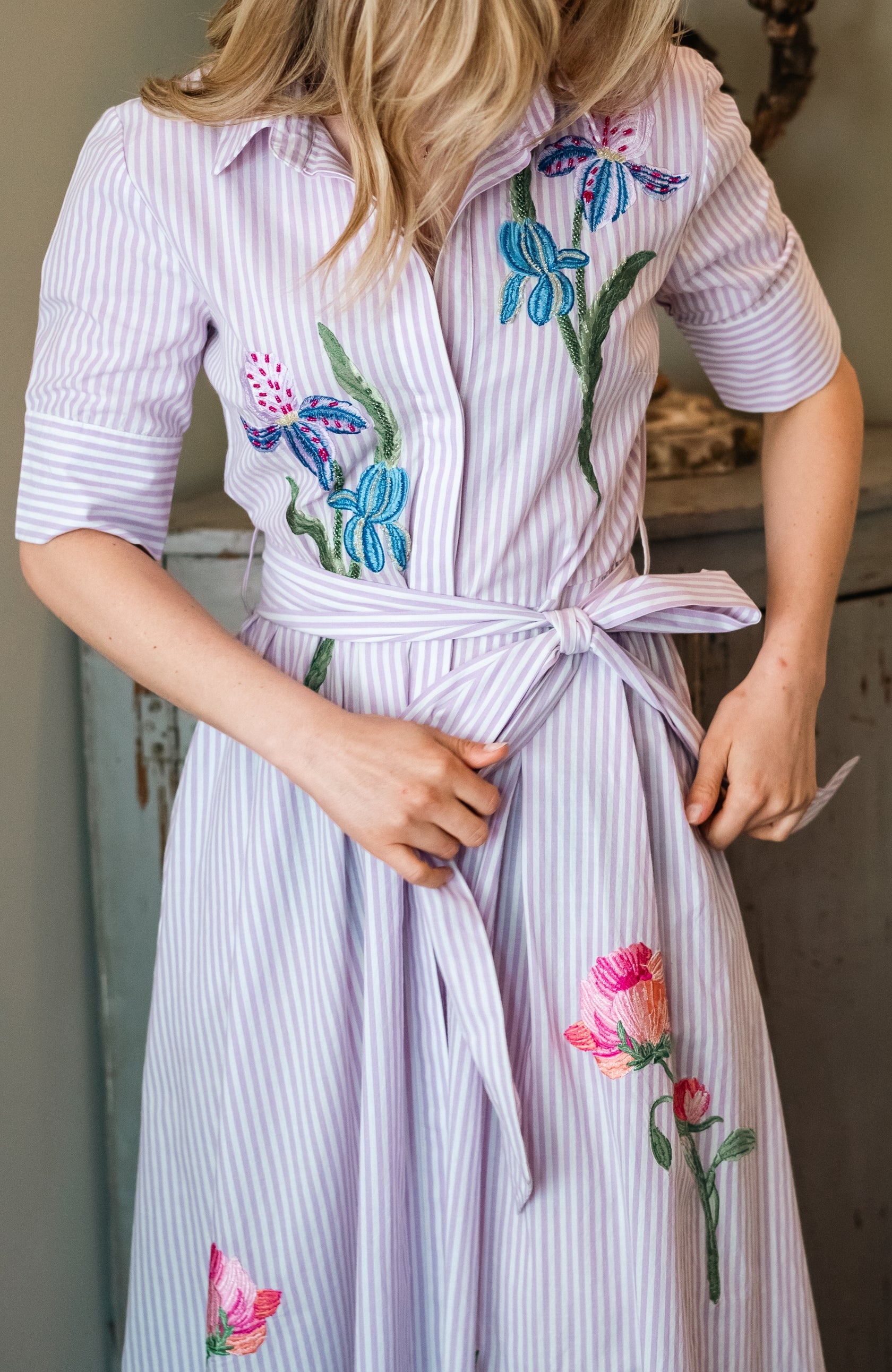 Hope & Ivy Merrin cotton midi dress with full A-line skirt