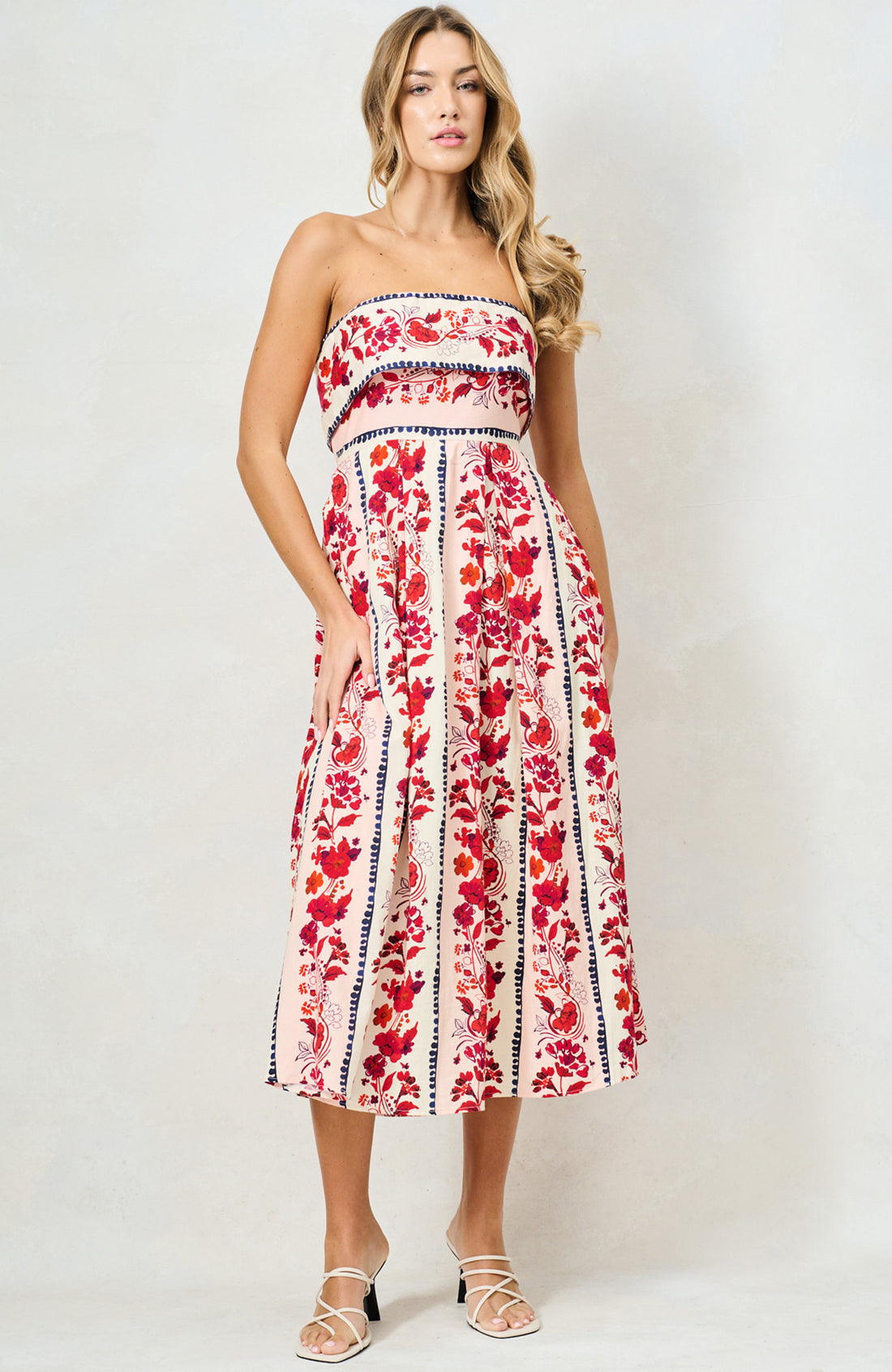  Hope & Ivy Billy bandeau summer dress with floral border print