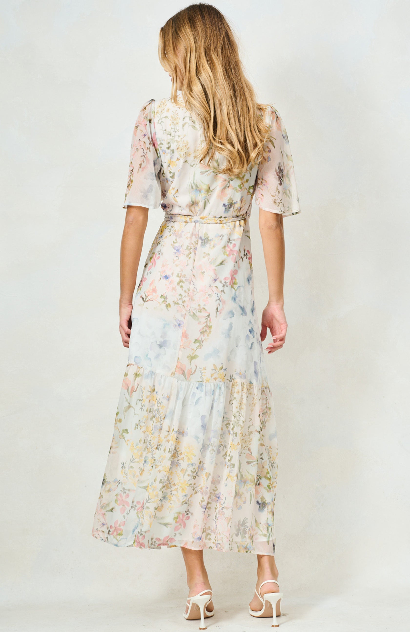 Hope & Ivy Haven cream floral occasion dress back view