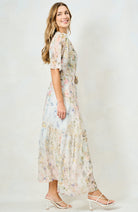 Hope & Ivy Haven floral wrap dress side profile
