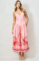 Hope & Ivy pink summer wedding guest floral midi dress