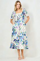 Hope & Ivy Nadalia blue floral occasion dress with pockets